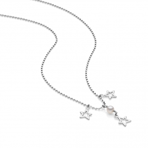 Silver necklace with crystal pearls